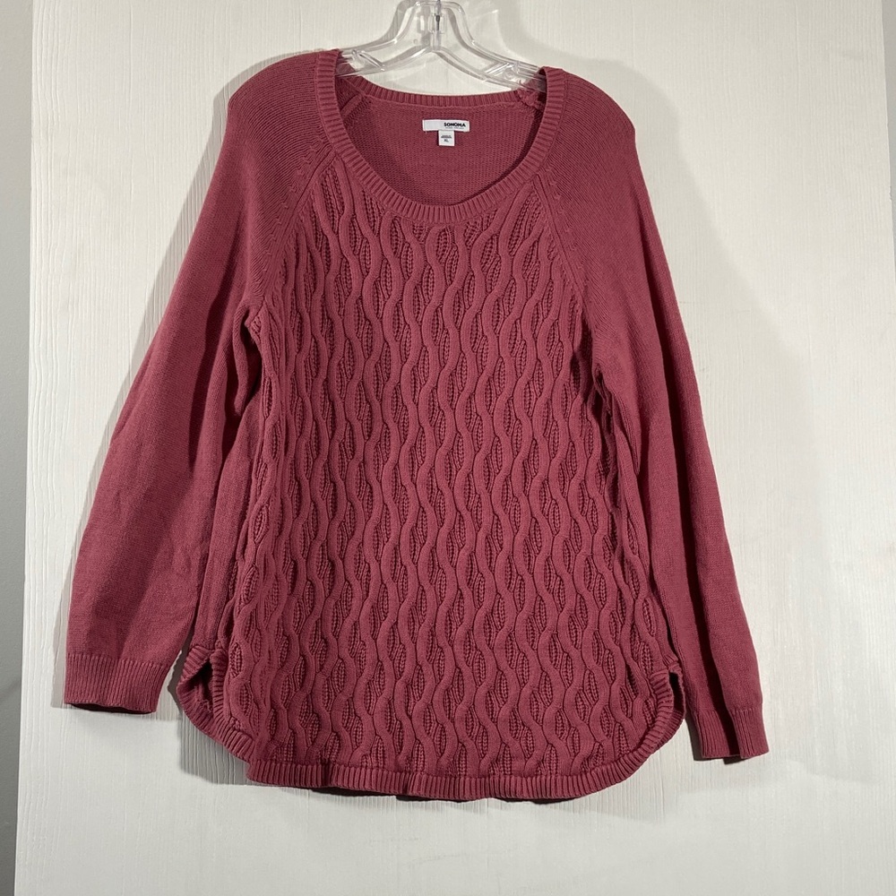 Cozy Cable Knit Sweater - Rich Burgundy